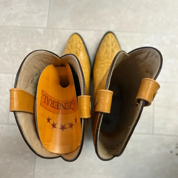 El General Tan Gold Western Boots with Block Heel Pointed  display picture 1
